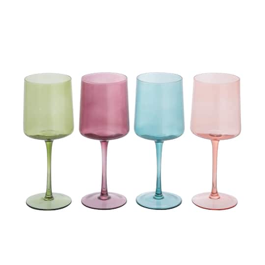 Hello Honey® 14oz. Hand Blown Stemmed Wine Glass Set
